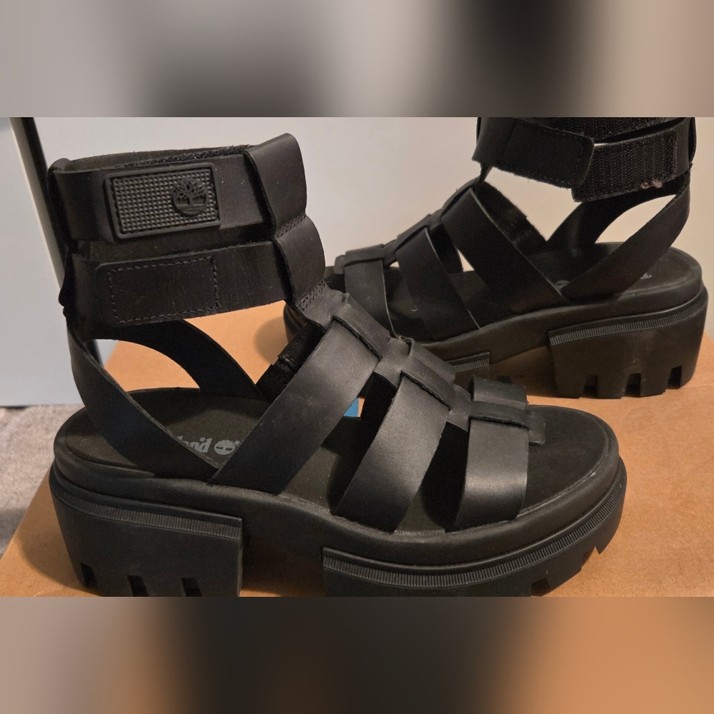 Black Strappy Sandals - Picture 1 of 3